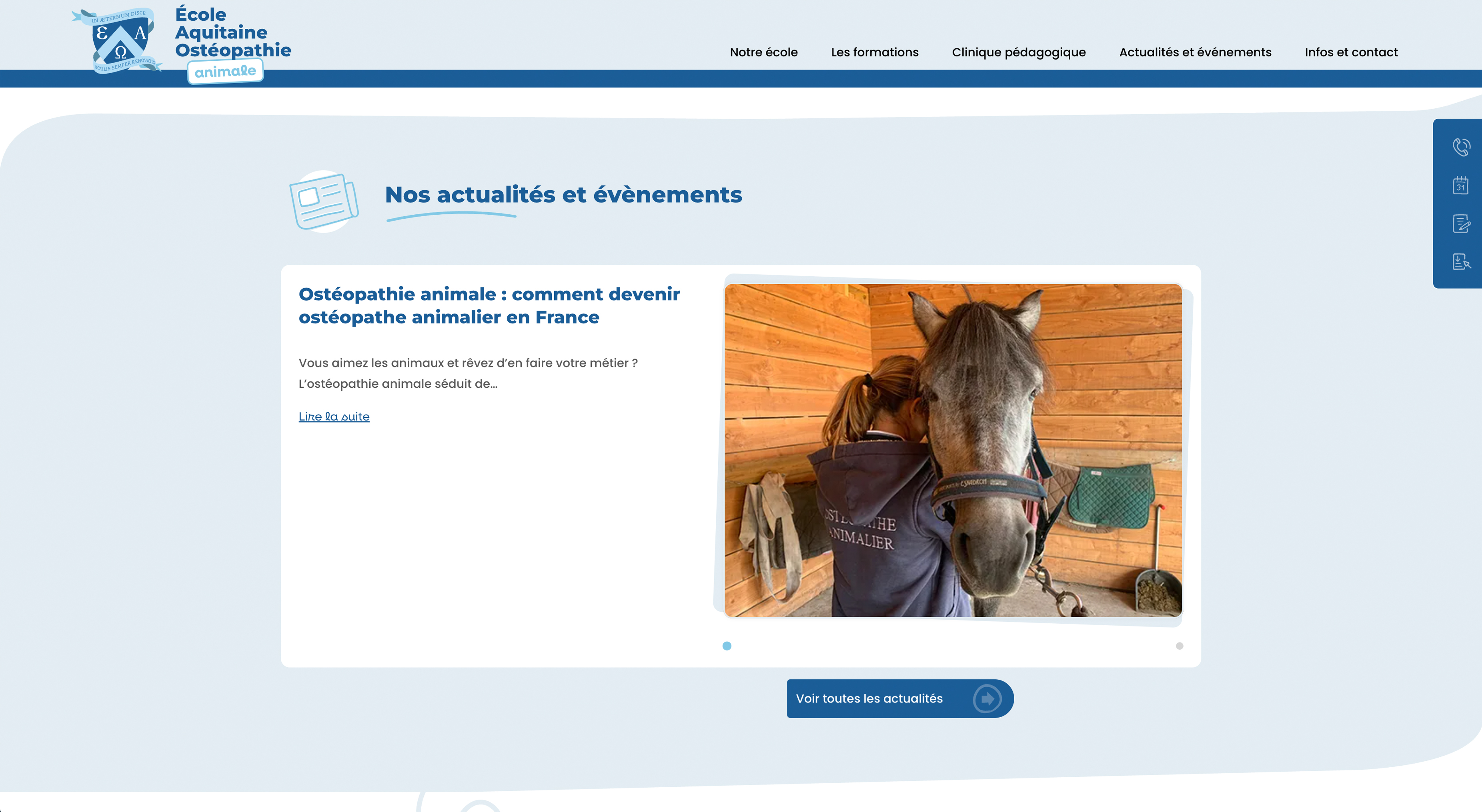 Site eao-osteopathie.fr — section actualités